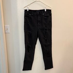 Aeropostale Black Cropped Distressed Jeans